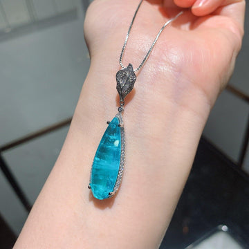 Popular Paraiba Tourmaline Gemstone Jewellery Set - Engagement Necklace Earring Jewellery Silver Ideal Gift - The Jewellery Supermarket